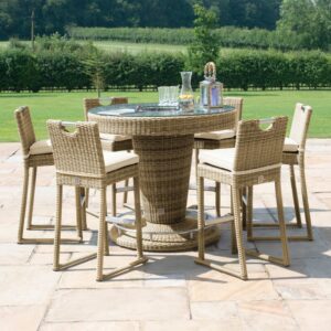 Cheltenham 6 Seater Round Rattan Bar Set with Ice Bucket