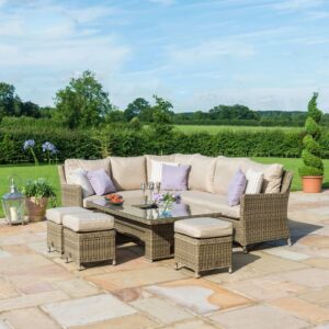 Cheltenham Rattan Corner Dining Set with Ice Bucket & Rising Table