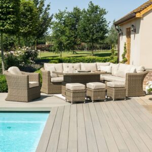 Cheltenham Rattan Deluxe Corner Dining Set with Rising Table & Chair