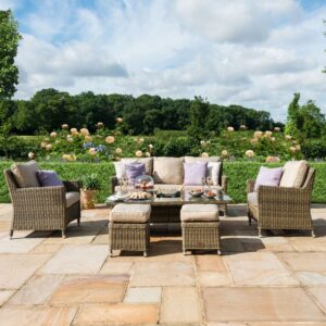 Cheltenham Rattan Sofa Dining Set with Ice Bucket & Rising Table