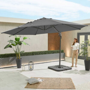 Hebe Grey Frame Cantilever Parasol - 3.5m Round