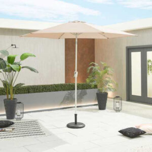 Nova - White Frame Aluminium Parasol - 3m Round - Beige
