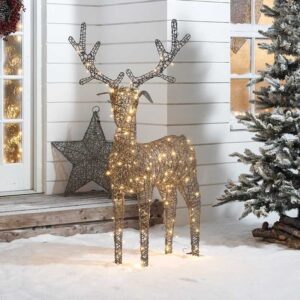 Comet Rattan Reindeer Figure - 150cm - 180 LEDs - Grey