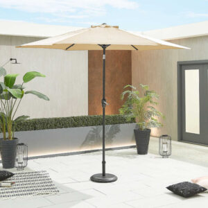 Nova - Grey Frame Aluminium Parasol - 3m Round - Beige