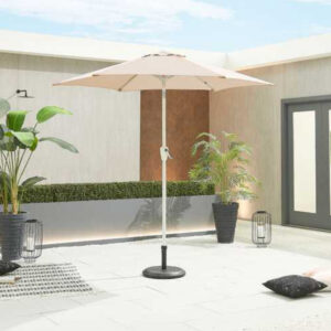Nova - White Frame Aluminium Parasol - 2.4m Round - Beige
