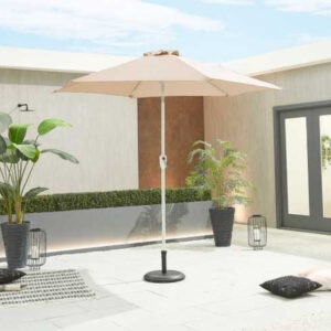 Nova - White Frame Aluminium Parasol - 2.7m Round - Beige
