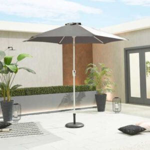 Nova - White Frame Aluminium Parasol - 2.7m Round - Grey