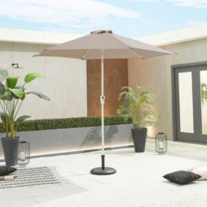 Nova - White Frame Aluminium Parasol - 2.7m Round - Taupe