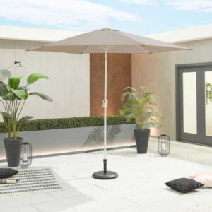 Nova - White Frame Aluminium Parasol - 3m Round - Taupe