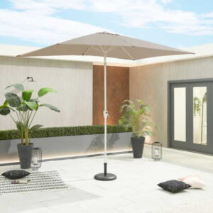 Nova - White Frame Aluminium Parasol - 3m x 2m - Taupe