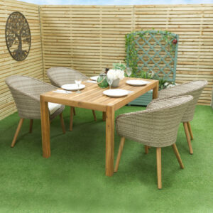 Oren Cali 4 Seater Rectangular Rattan Dining Set