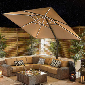 Pallas Grey Frame LED Cantilever Parasol - 3m Square