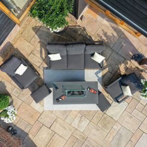 MZ Manhattan 7 Seater Aluminium Reclining Sofa Set with Fire Pit Table