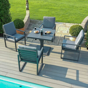 MZ Amalfi 4 Seater Square Dining Set with Rising Table - Grey