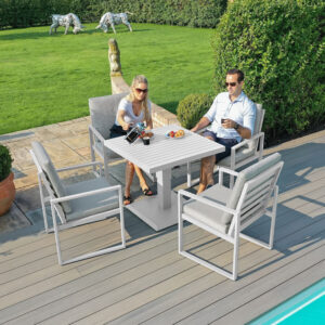 MZ Amalfi 4 Seater Square Dining Set with Rising Table - White