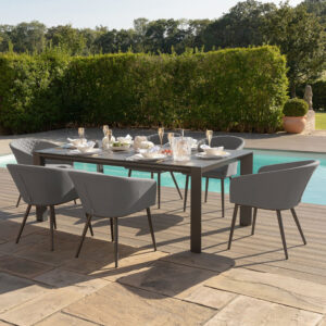 MZ Ambition 10 Seater Outdoor Fabric Rectangular Extending Dining Set With FIre Pit - Grey