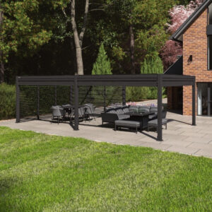 MZ Como Aluminium Metal Outdoor Pergola 7.8m x 4m with 4 Drop Sides
