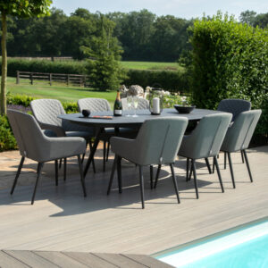 MZ Zest 8 Seater Outdoor Fabric Oval Dining Set - Flanelle