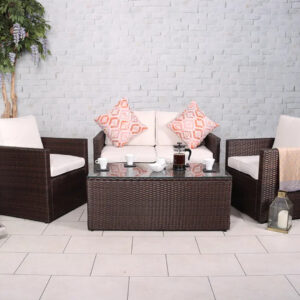 RC Berlin 4 Seater Rattan Lounge Set - Brown