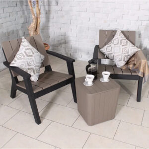 RC Faro 2 Seater Plastic Bistro Set - Wood Grain