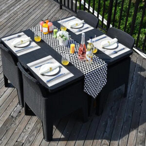 RC Faro 4 Seater Deluxe Rattan Cube Set - Black