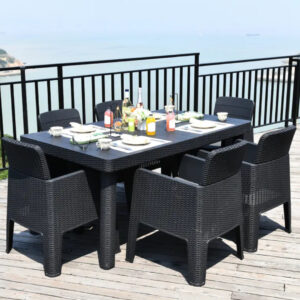 RC Faro 6 Seater Deluxe Rattan Cube Set - Black