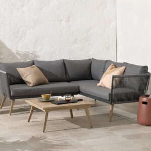 RC Milan 4 Seater Rope Weave Rattan Corner Sofa Dining Set
