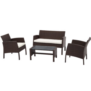 RC Nevada 4 Seater Rattan Conversation Sofa Set - Brown