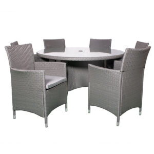 RC Nevada 6 Seater Rattan Round Dining Set - Grey