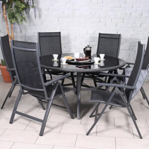 RC Sorrento 6 Seater Round Deluxe Recliner Set - Black