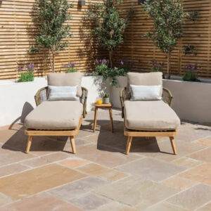 MZ Bali Rope Double Sunlounger Set with Side Table
