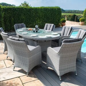 MZ Ascot 8 Seat Oval Dining Set with Lazy Susan