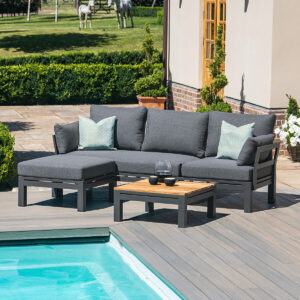 MZ Oslo 4 Seater Aluminium Corner Sofa - Grey