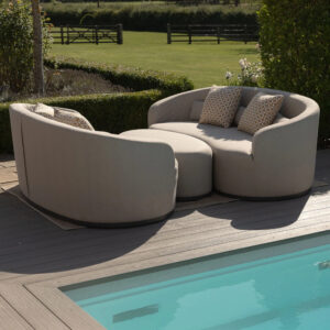 MZ Ambition 3 Seater Sofa Daybed With Curved Footstool - Oatmeal