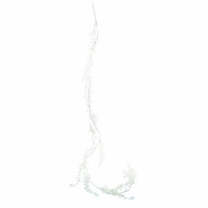 Osbourne White Glitter Leaf Christmas Garland With Crystal Tear Drops - 120cm