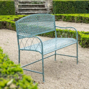 Osbourne Coverdale Curved Top 2 Seater Metal Garden Bench - Vintage Green