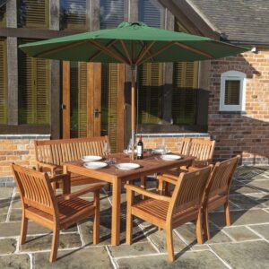 Willington Green 2.7m Wooden Parasol And 15Kg Base