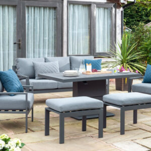 Pheasant 5-7 Seater Aluminium Lounge Set With Gas Adjustable Table - Grey