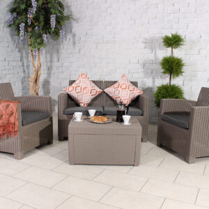 RC Faro 4 Seater Plastic Conversation Set With Storage - Grey