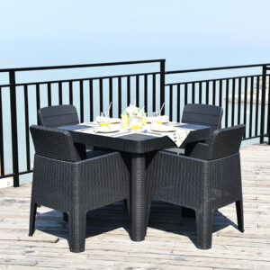 RC Faro 4 Seater Rattan Weave Effect Set - Black