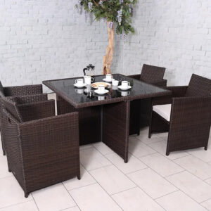 RC Nevada 4 Seater Rattan Cube Set - Brown