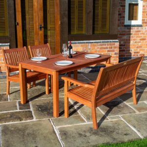Willington 4 Seater Wooden Rectangular Table Dining Set