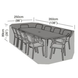Premium Super Tough 10 Seater Rectangular Furniture Set Cover - Black