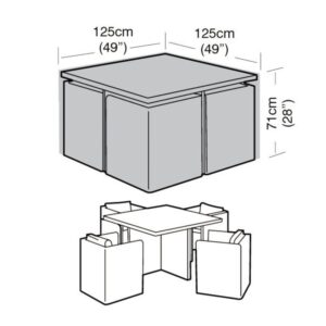 Premium Super Tough 4 Seater Medium Cube Set Cover - Black