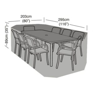 Super Tough 8 Seater Rectangular Furniture Set Cover - Black