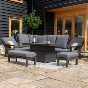 MZ Manhattan 9 Seater Aluminium Reclining Corner Dining Set with Rising Table