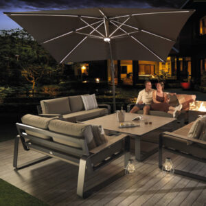 Hex Living Tutbury 3m Cantilever Parasol With LED Lights - Grey