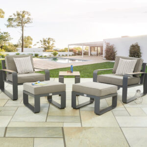 Hex Living Sandon 2 Seater Aluminium Companion Set - Grey