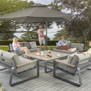 Hex Living Sandon 8 Seater Aluminium Coffee Sofa Set - Grey