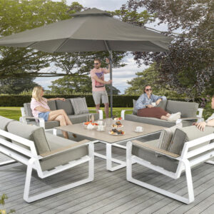 Hex Living Sandon 8 Seater Aluminium Coffee Sofa Set - White